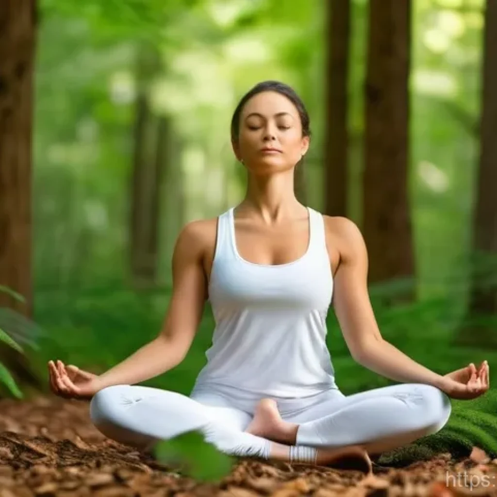 아웃도어 테라피를 통한 삶의 질 향상 - **Prompt 1: Serene Forest Yoga and Meditation**
    "A healthy adult woman in her late 20s or early ...