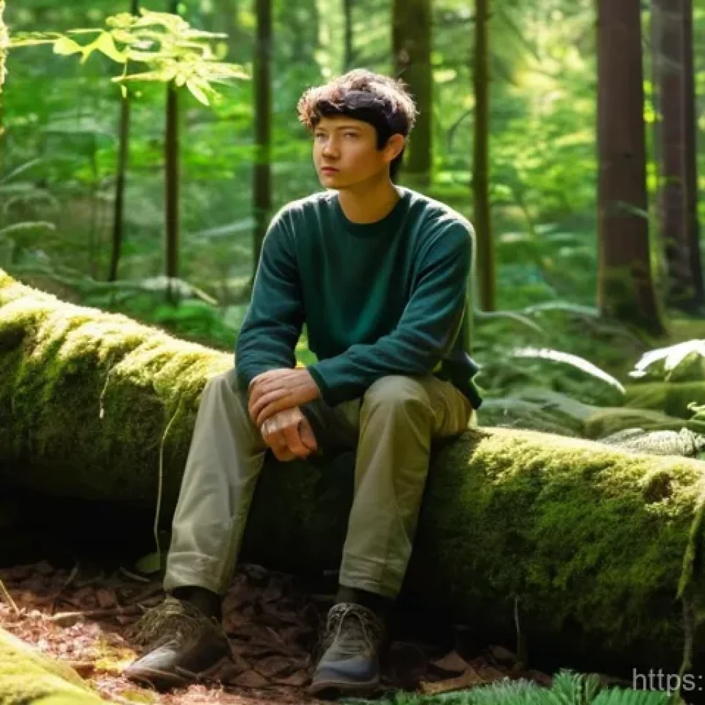 아웃도어 테라피와 정신 건강의 관계 - **A serene moment of introspection in a sun-dappled forest.** A lone person, appearing to be in thei...