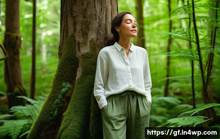 아웃도어 테라피의 접근 방법 다양성 - **Forest Therapy: Serene Forest Bathing**
    A tranquil, sun-dappled forest scene featuring a perso...